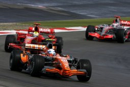 Marcus Winkelhock, of all people, leads the 2007 European Grand Prix in a Spyker, of all things.
